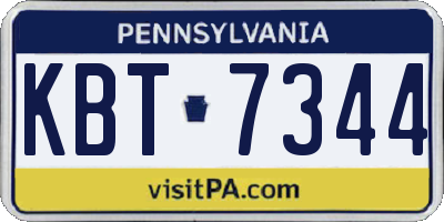 PA license plate KBT7344