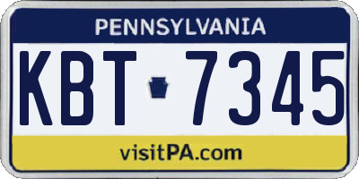 PA license plate KBT7345
