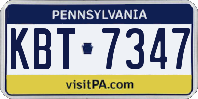 PA license plate KBT7347