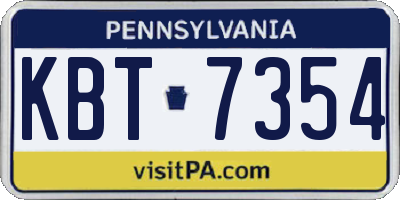 PA license plate KBT7354
