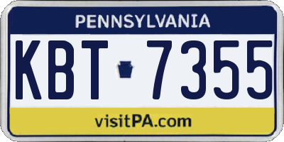 PA license plate KBT7355