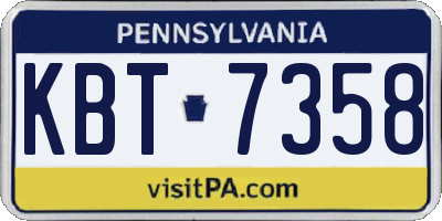 PA license plate KBT7358
