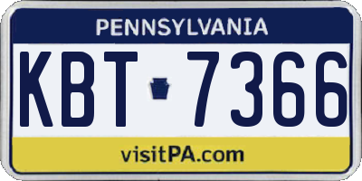 PA license plate KBT7366