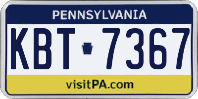 PA license plate KBT7367