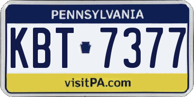 PA license plate KBT7377