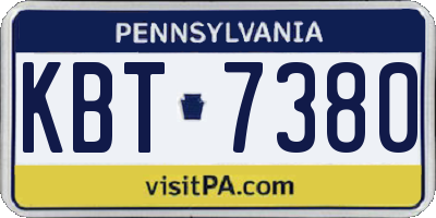 PA license plate KBT7380
