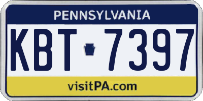 PA license plate KBT7397