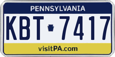 PA license plate KBT7417