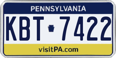 PA license plate KBT7422