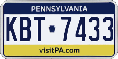 PA license plate KBT7433