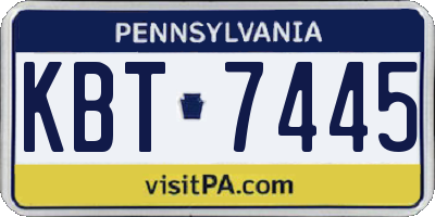 PA license plate KBT7445