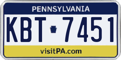 PA license plate KBT7451