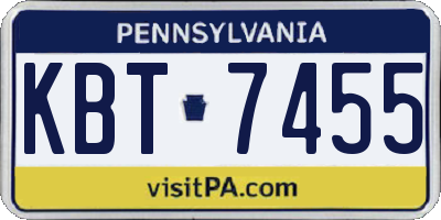 PA license plate KBT7455