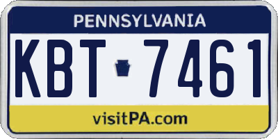 PA license plate KBT7461