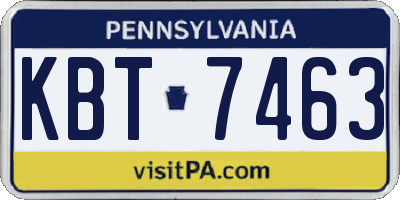 PA license plate KBT7463