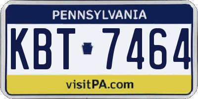 PA license plate KBT7464