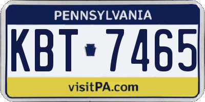 PA license plate KBT7465