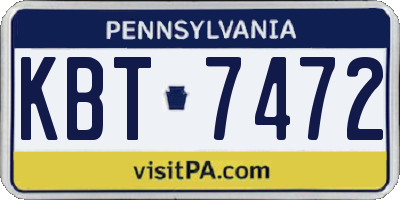 PA license plate KBT7472