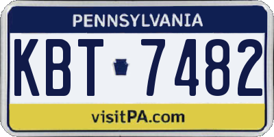 PA license plate KBT7482