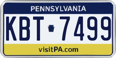 PA license plate KBT7499