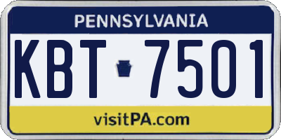 PA license plate KBT7501