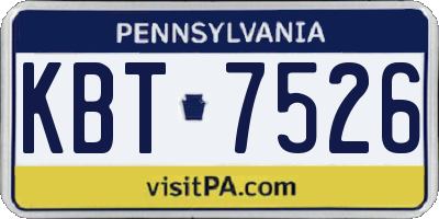PA license plate KBT7526