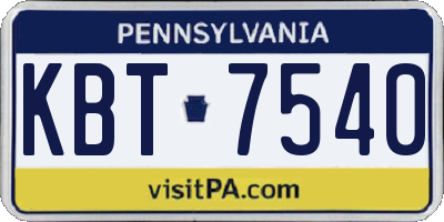PA license plate KBT7540