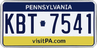 PA license plate KBT7541