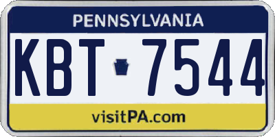PA license plate KBT7544