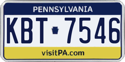 PA license plate KBT7546