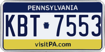 PA license plate KBT7553