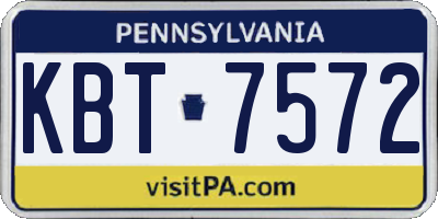 PA license plate KBT7572