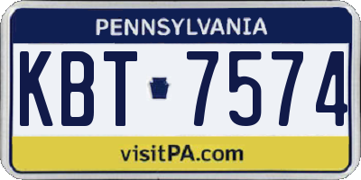 PA license plate KBT7574