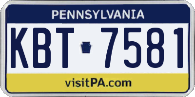 PA license plate KBT7581