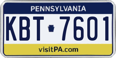 PA license plate KBT7601