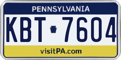 PA license plate KBT7604
