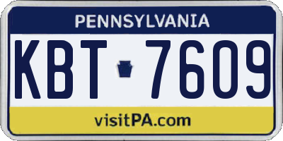 PA license plate KBT7609