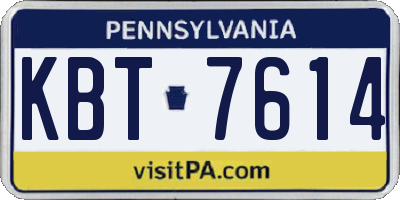 PA license plate KBT7614