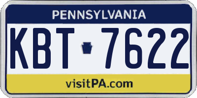 PA license plate KBT7622