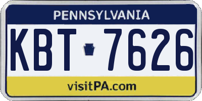 PA license plate KBT7626