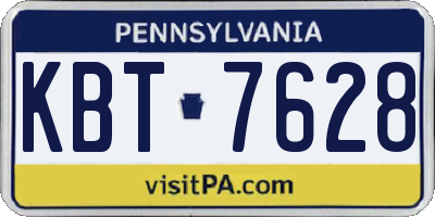 PA license plate KBT7628