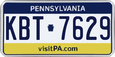 PA license plate KBT7629
