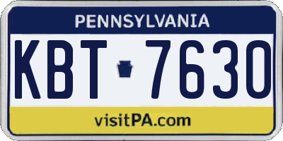 PA license plate KBT7630