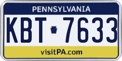 PA license plate KBT7633
