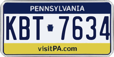 PA license plate KBT7634