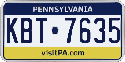 PA license plate KBT7635