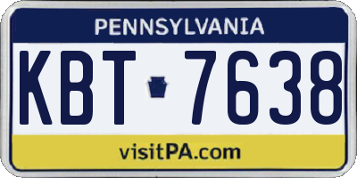 PA license plate KBT7638