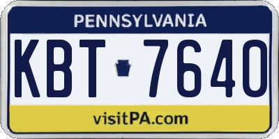 PA license plate KBT7640