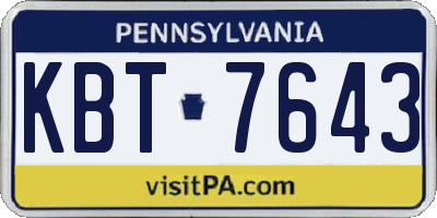 PA license plate KBT7643