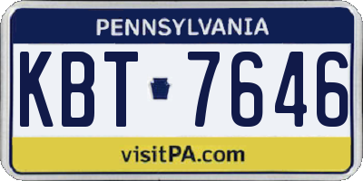 PA license plate KBT7646